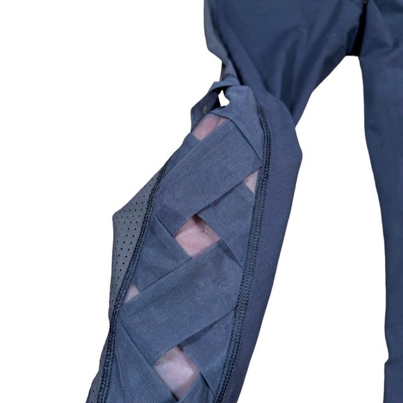 Lululemon Var-City Crop Navy Iridescent Multi Mesh Panel Lattice Leggings Size 8 - Picture 6 of 14